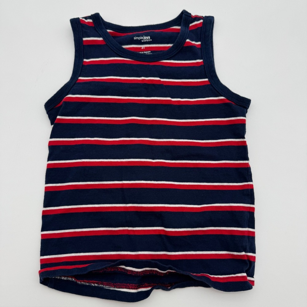 Simple Joys by Carter's Toddler Tank Top Red White Blue‎ Striped Size 3T